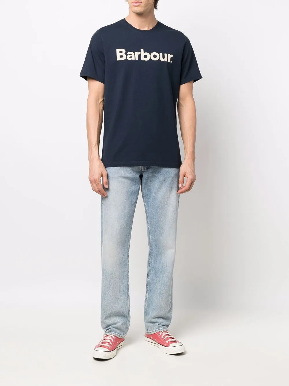 Barbour T-shirt met logoprint - Blauw