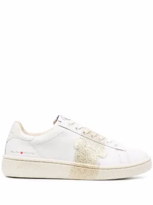 mickey canvas and metallic leather trainer