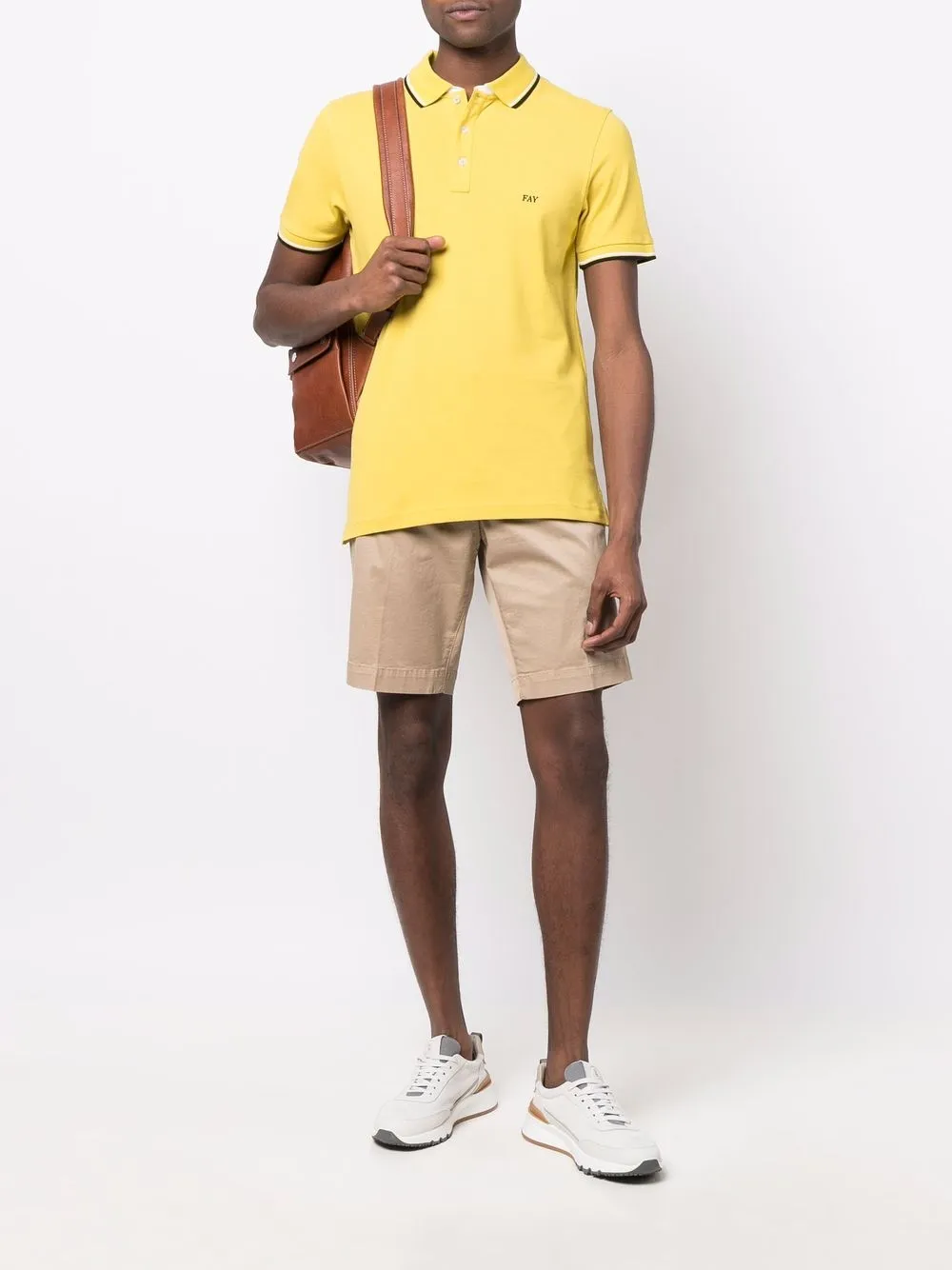 Fay Poloshirt met geborduurd logo - Geel