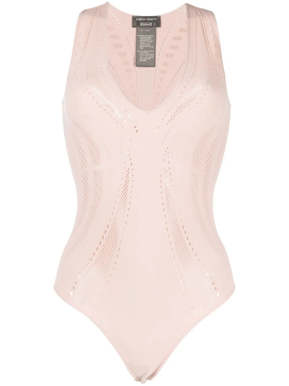 

Alberta Ferretti body sin mangas con cortes a láser - Neutro