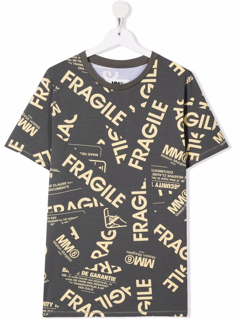 MM6 Maison Margiela Kids TEEN fragile-print short-sleeved T-shirt - Grey