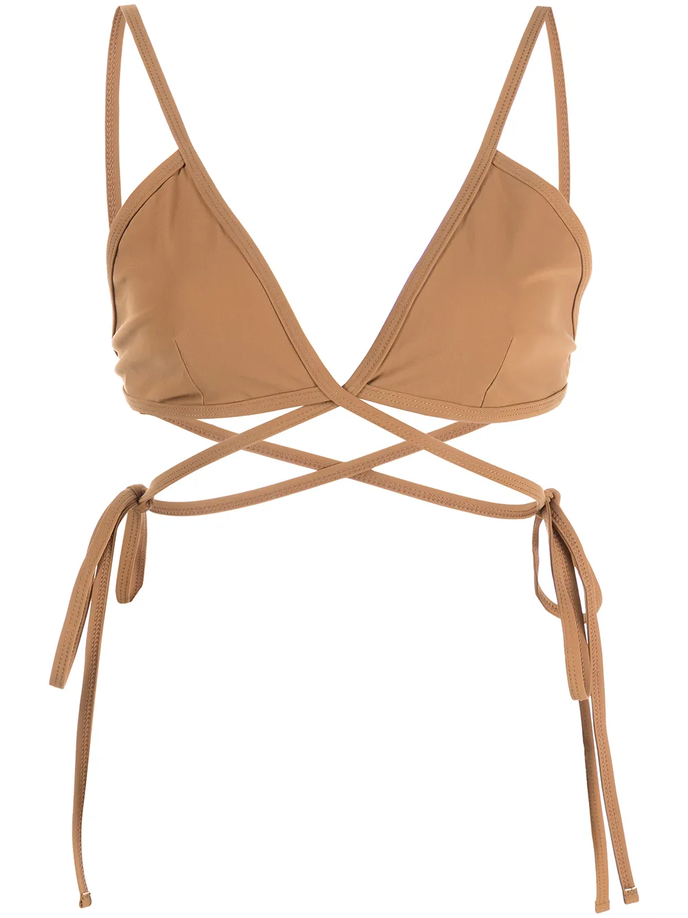 Christopher Esber top de bikini con moño lateral - Marrón