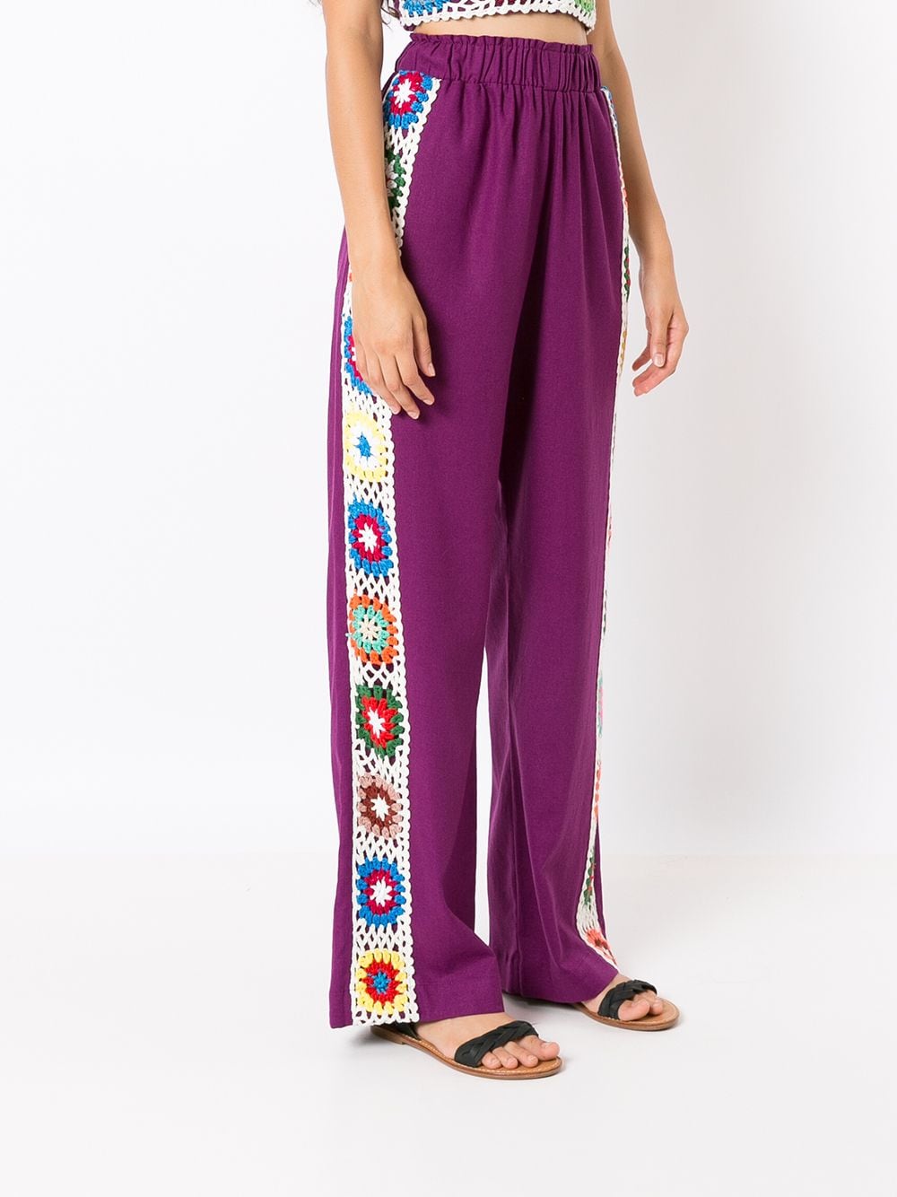 Shop Olympiah Crochet-stripe Track Trousers In Purple