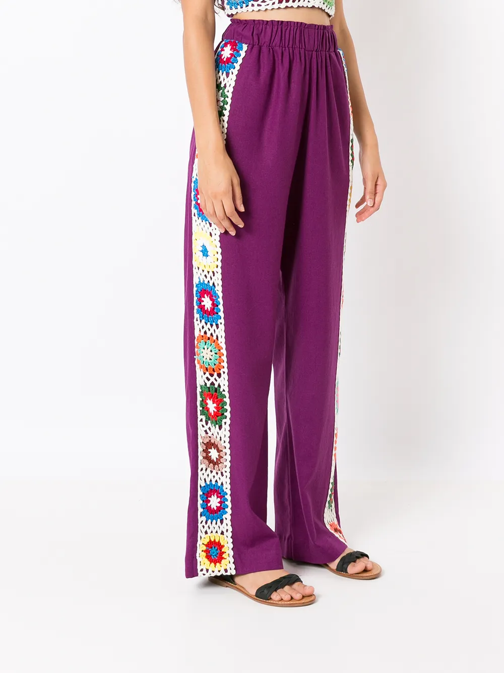 Shop Olympiah Crochet-stripe Track Trousers In Purple