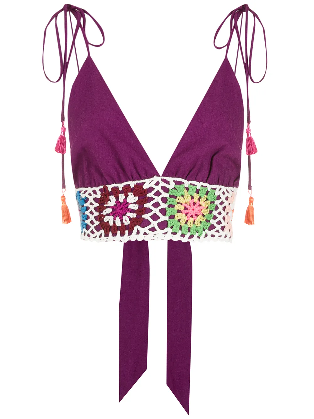 

Olympiah crochet-trim cropped top - Purple