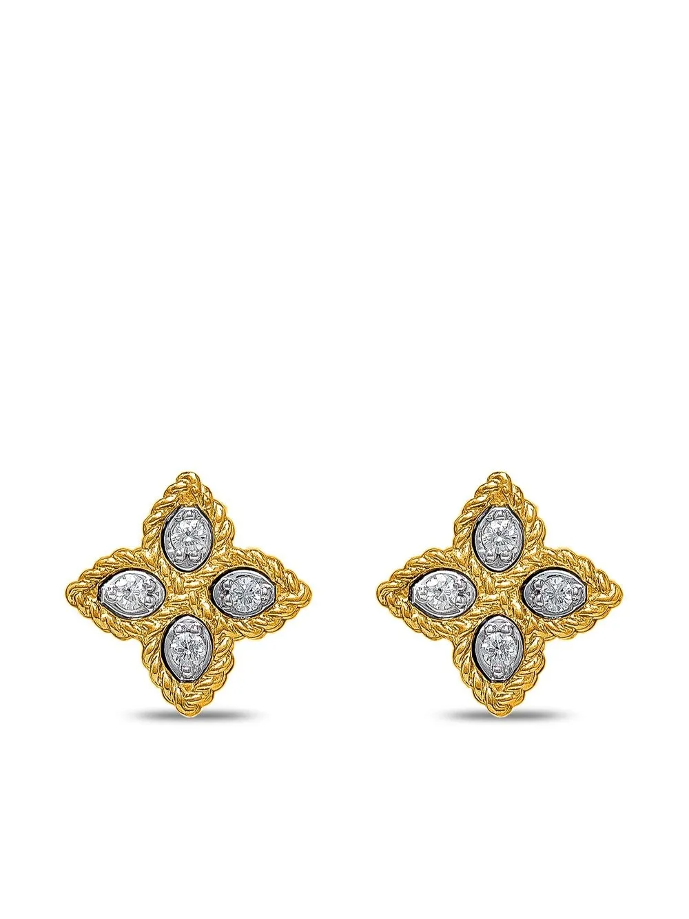 Roberto Coin boucles d'oreilles Princess Flower en or 18ct pavées de diamants