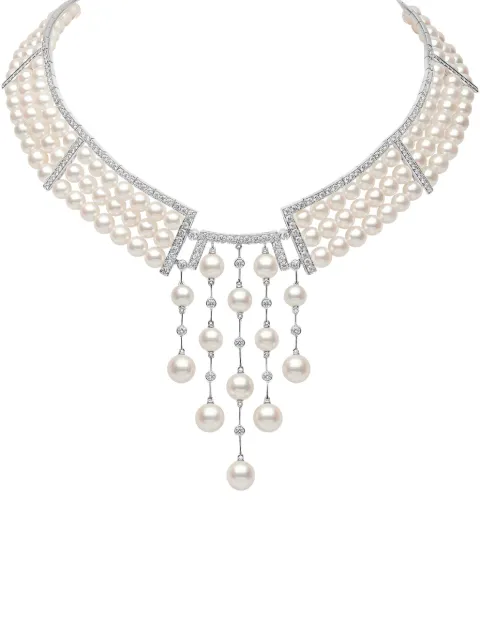 Yoko London 18kt white gold Raindrop Akoya Pearl and diamond necklace