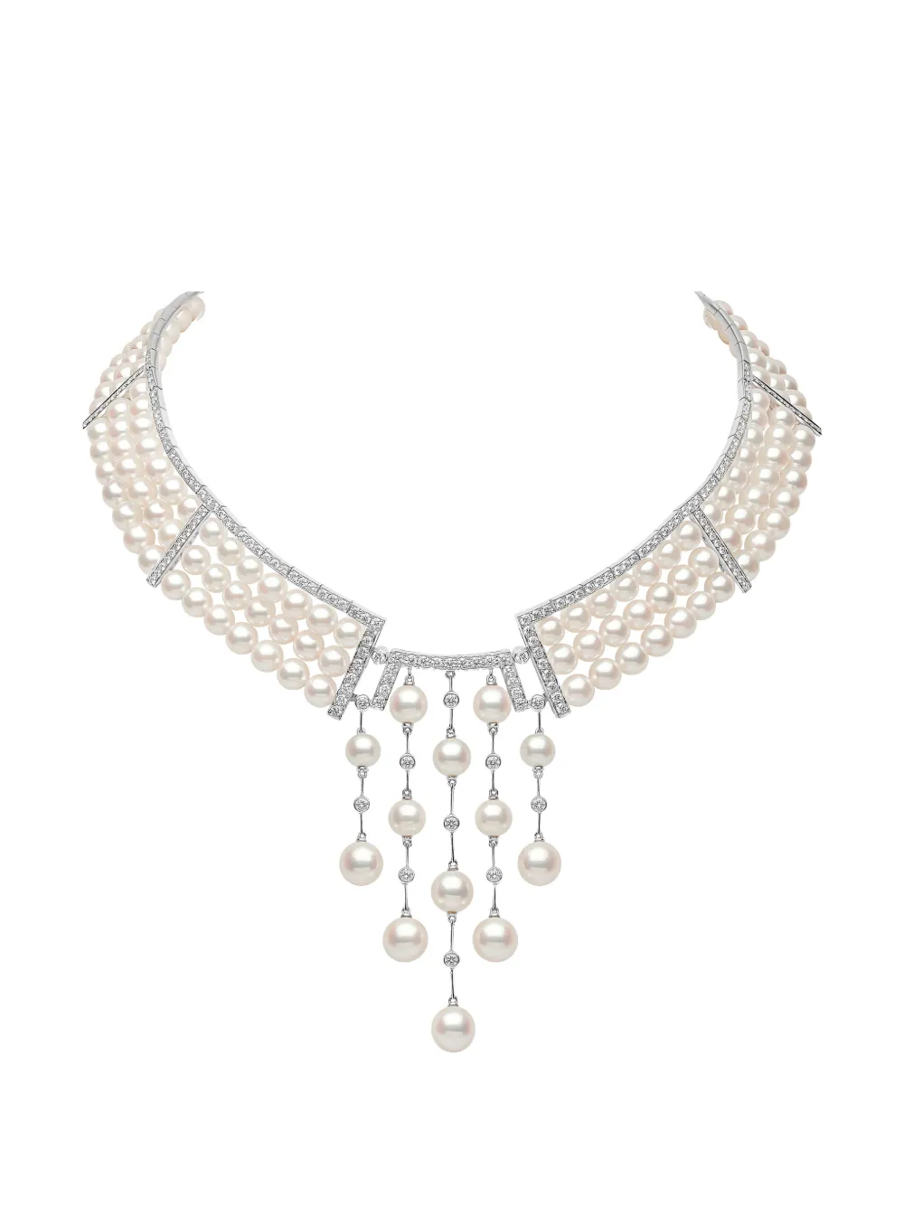 Yoko London 18kt white gold Raindrop Akoya Pearl and diamond necklace · OS
