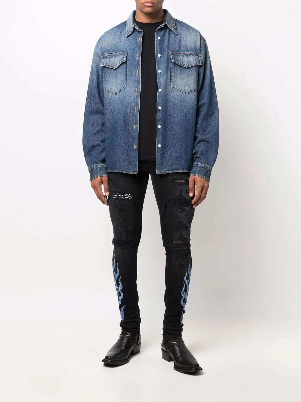 AMIRI bandanaprint Fire Skinny Jeans Farfetch