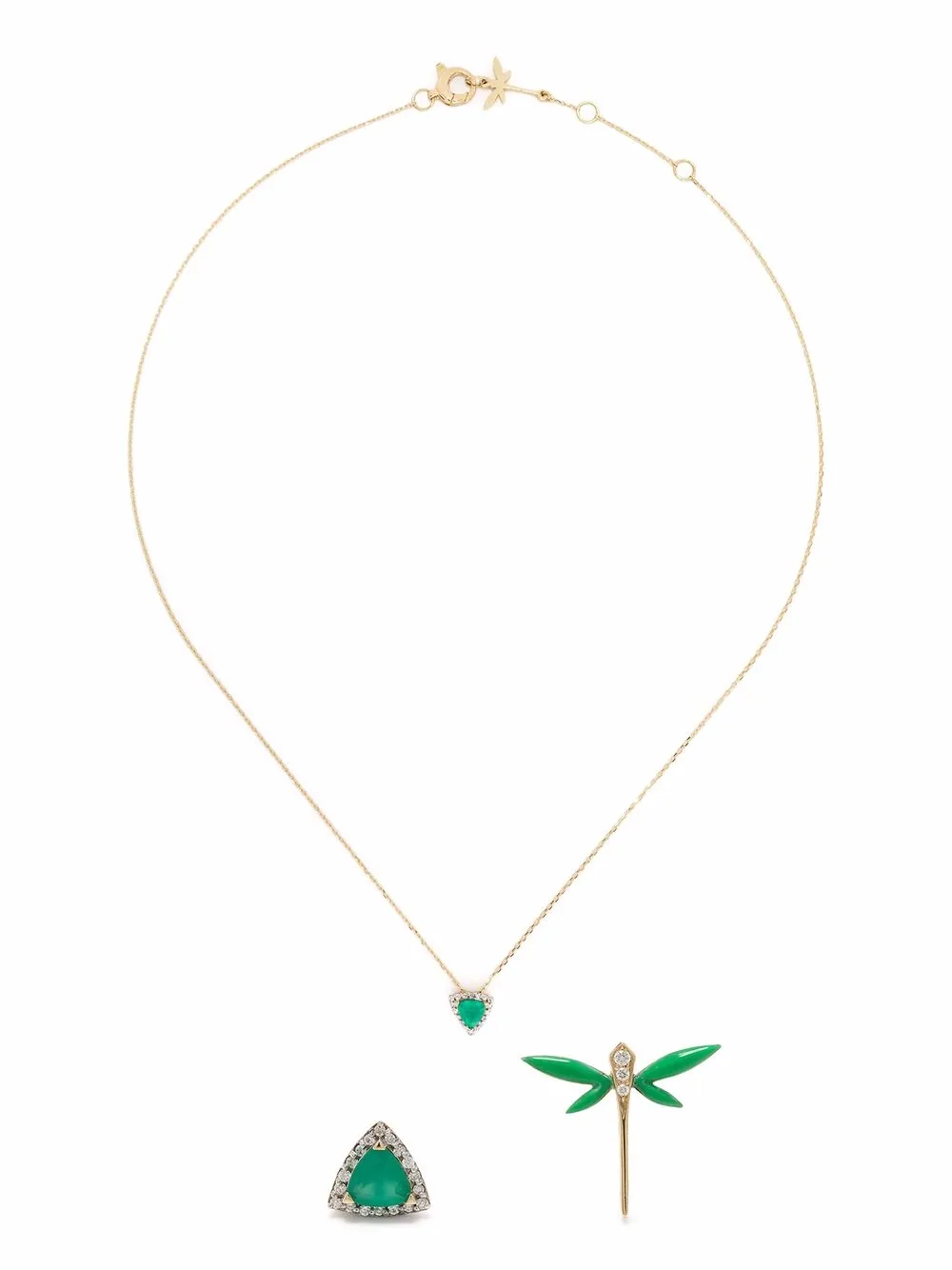 

Anapsara 18kt yellow gold Dragonfly earrings and necklace set