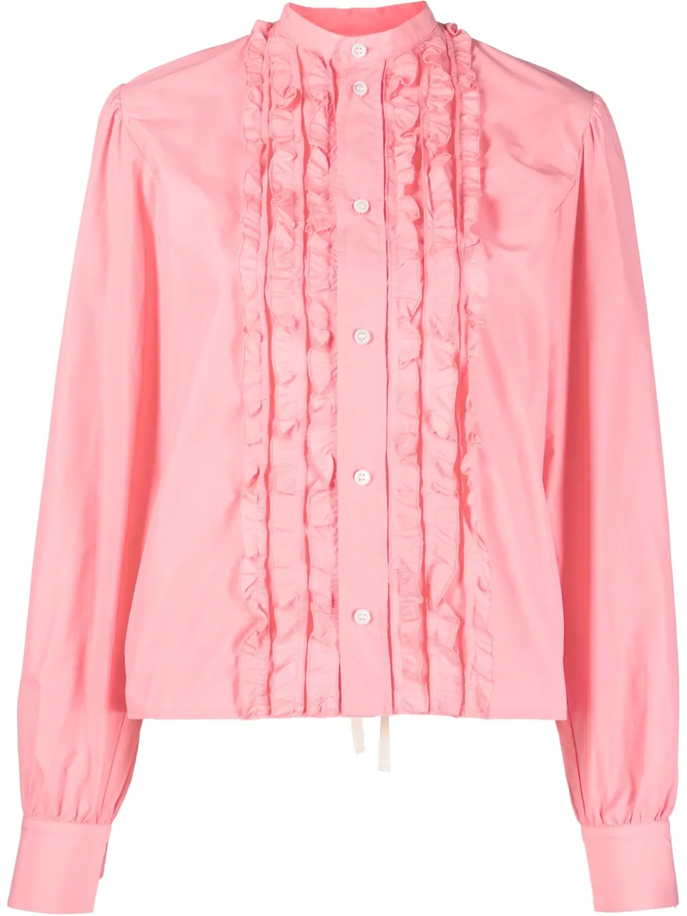 

Plan C ruffled band-collar shirt - Pink