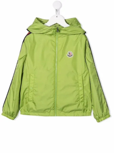 Moncler Enfant جاكيت بسحاب وهودي وشارة شعار الماركة 