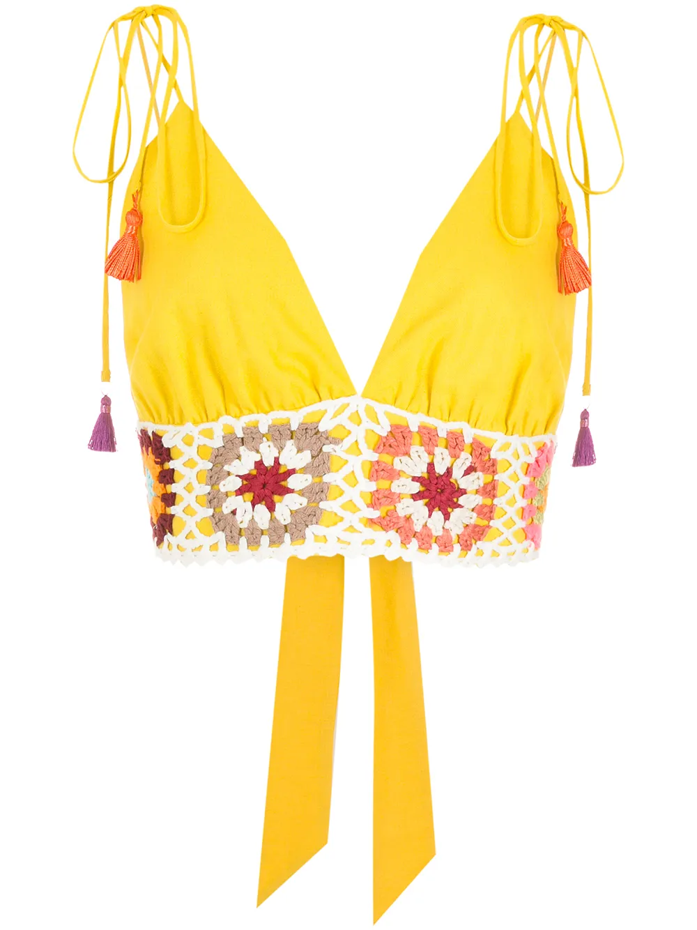 

Olympiah top crochet corto con cuello en V - Amarillo