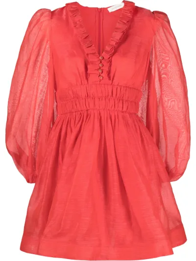 V-neck flared mini dress | ZIMMERMANN 