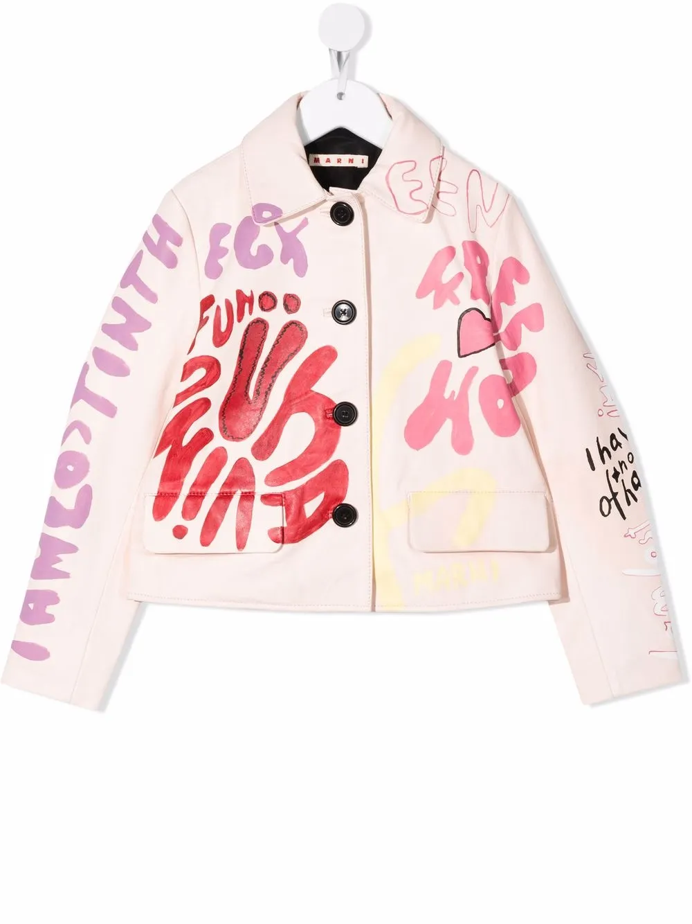 

Marni Kids graphic-print shearling jacket - Pink