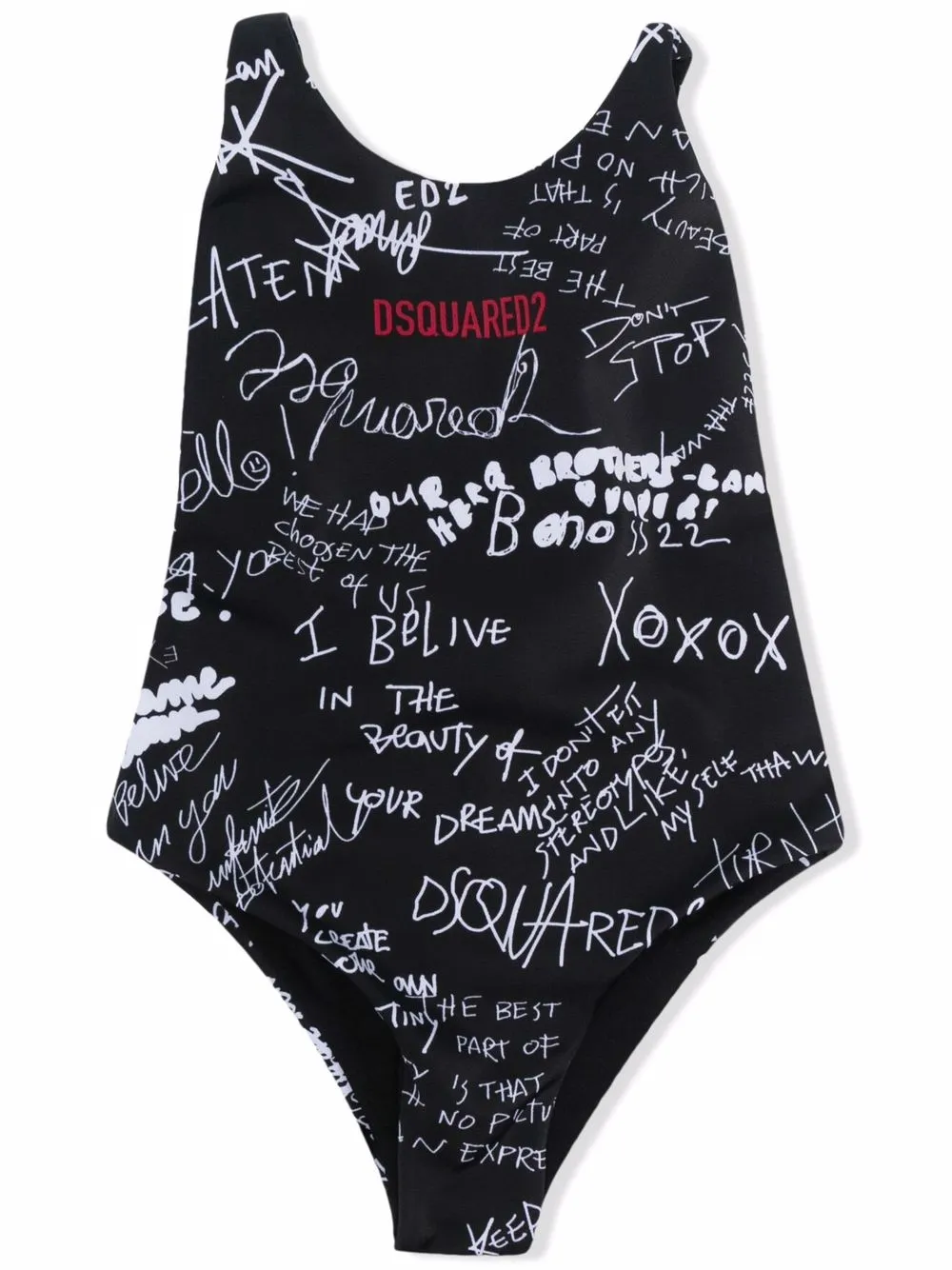 

Dsquared2 Kids graphic-print open-back swimsuit - Black