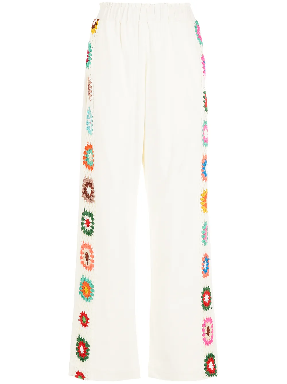 

Olympiah pants con rayas de crochet - Blanco