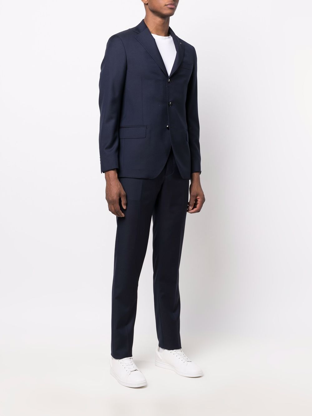 mp massimo piombo single-breasted wool suit - blue