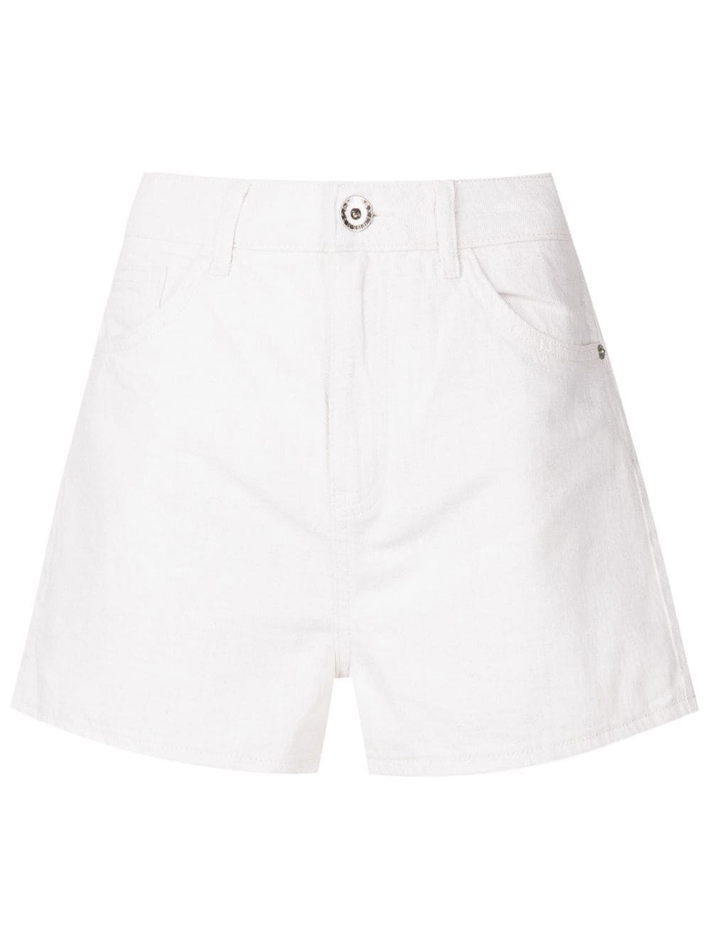 Shop Emporio Armani Logo-patch Denim Shorts In Neutrals