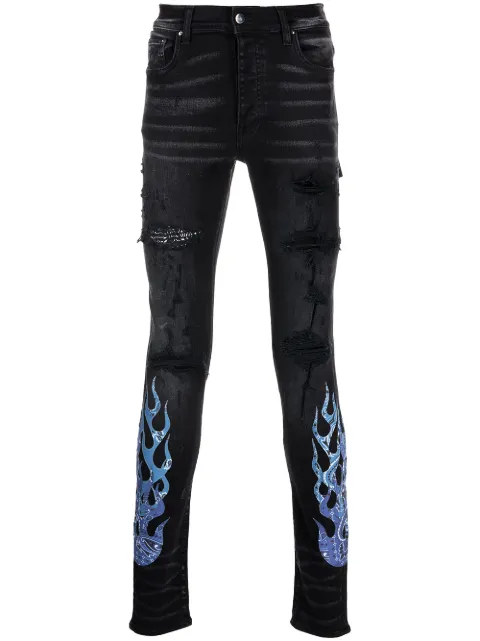 AMIRI flame-detail skinny-cut jeans