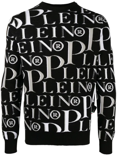 philipp plein logo提花圆领毛衣