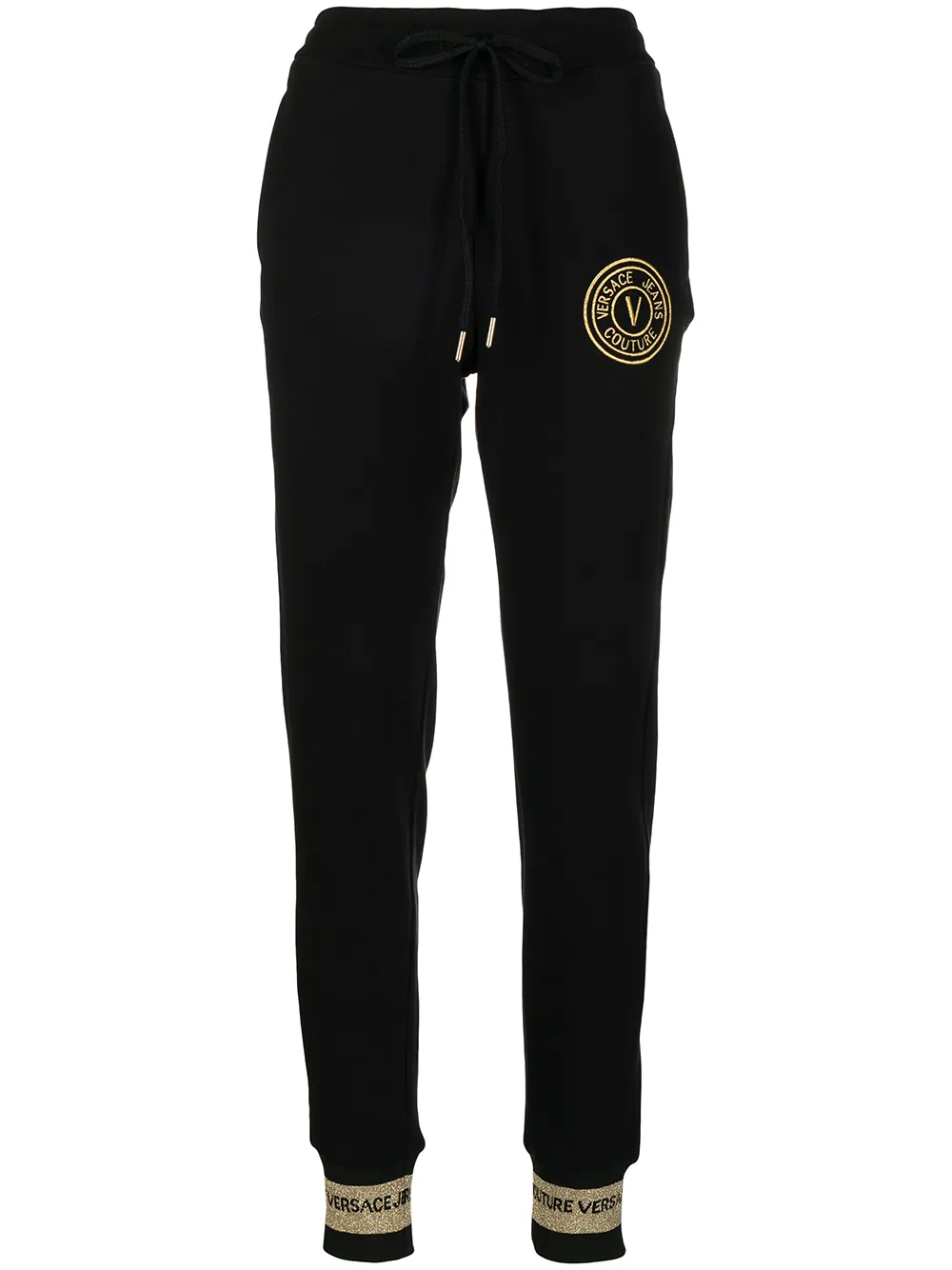 

Versace Jeans Couture embroidered-logo cotton track pants - Black