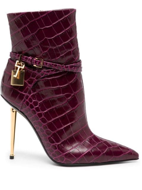 TOM FORD Padlock crocodile-embossed ankle boots