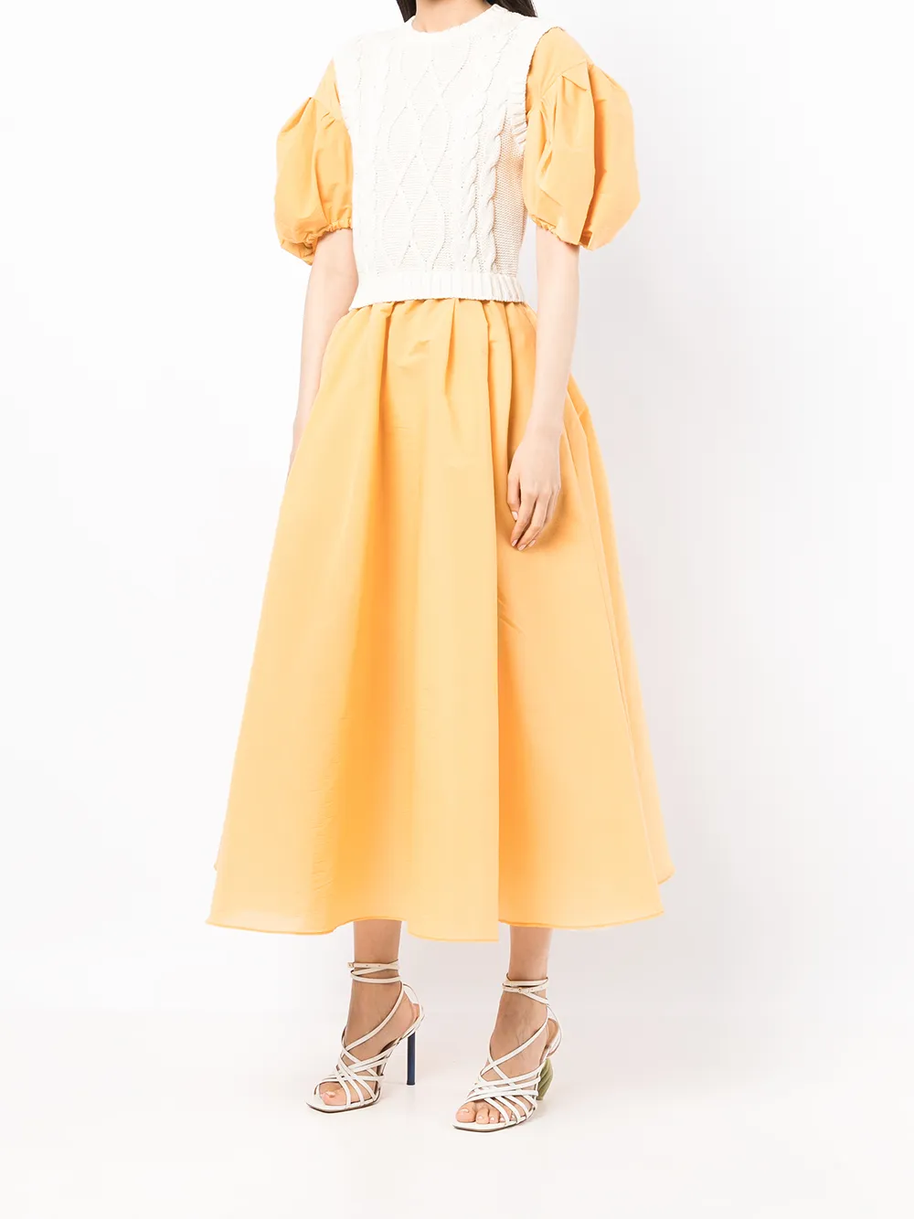 Layered-Effect Flared Dress