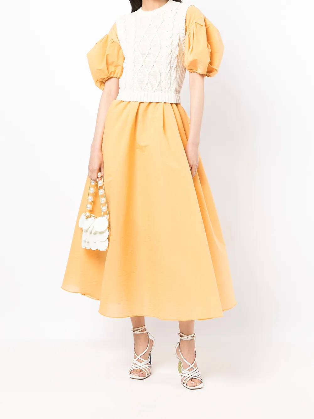 Layered-Effect Flared Dress