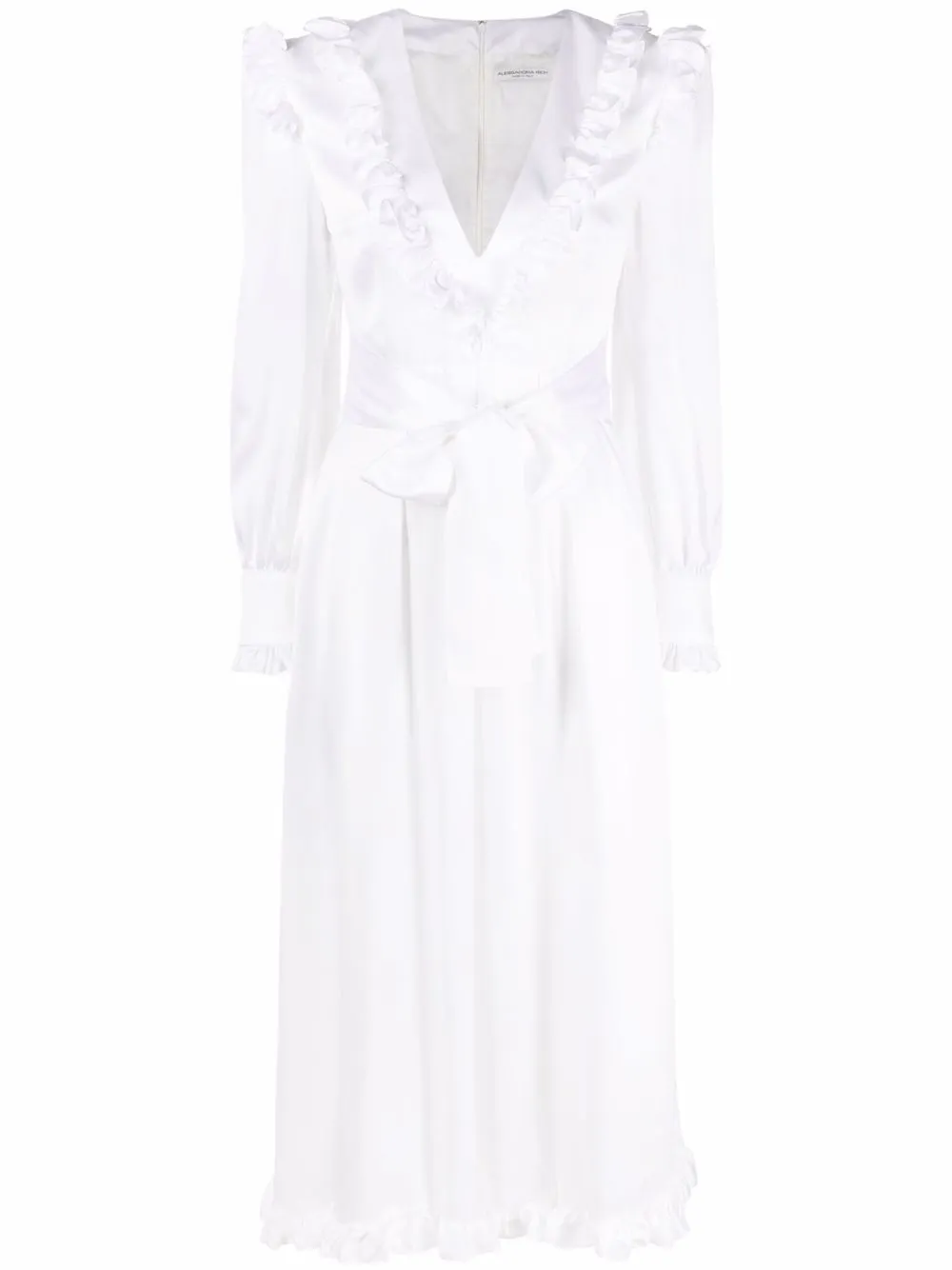 

Alessandra Rich ruffle-trim belted dress - White