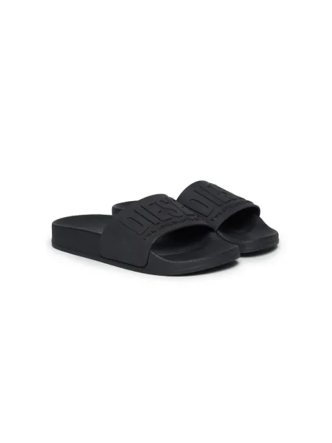 Diesel Kids embossed-logo open-toe slides