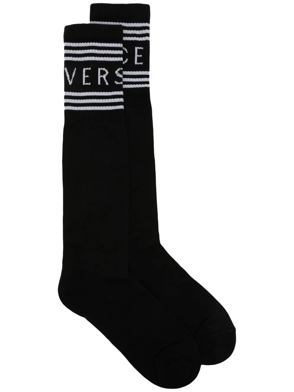 

Versace calcetines con motivo de rayas y logo - Negro