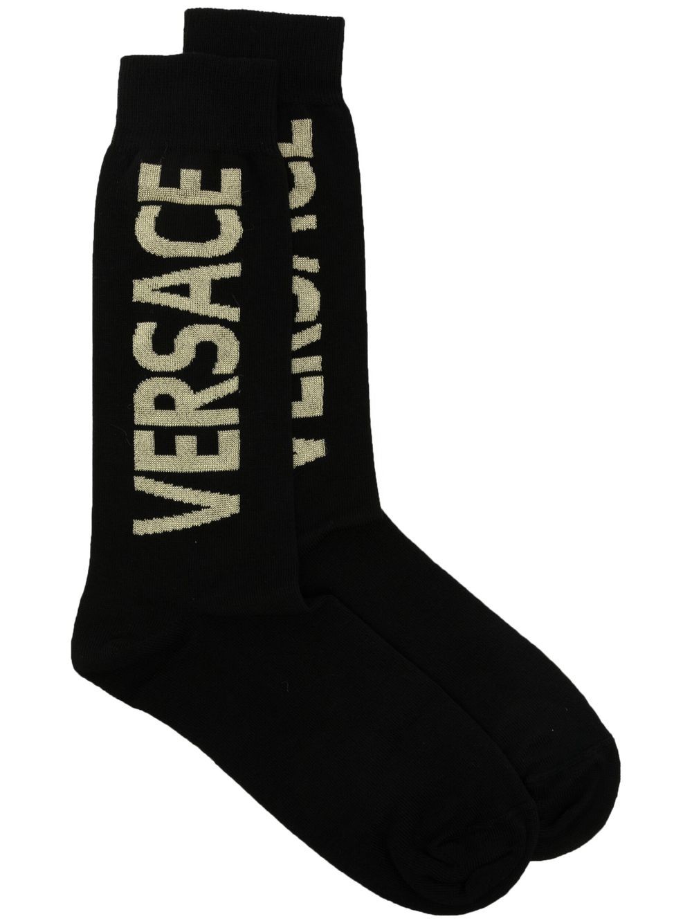 Versace logo-lettering ankle socks - Black