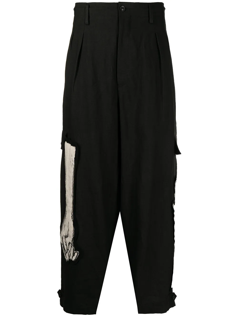 

Yohji Yamamoto arm-appliqué straight-leg trousers - Black