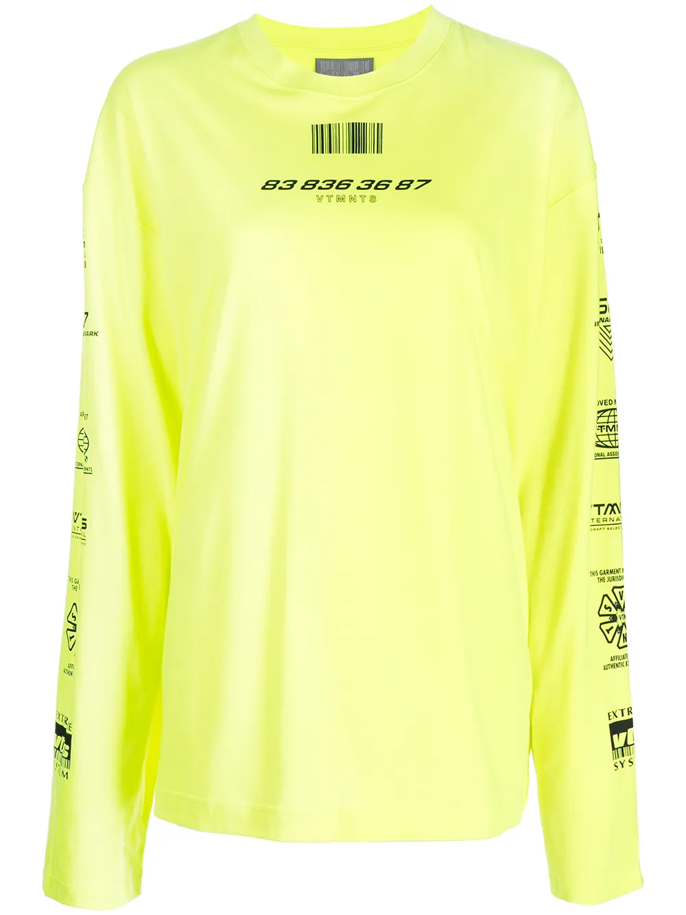 

VTMNTS sudadera con código de barras estampado - Amarillo