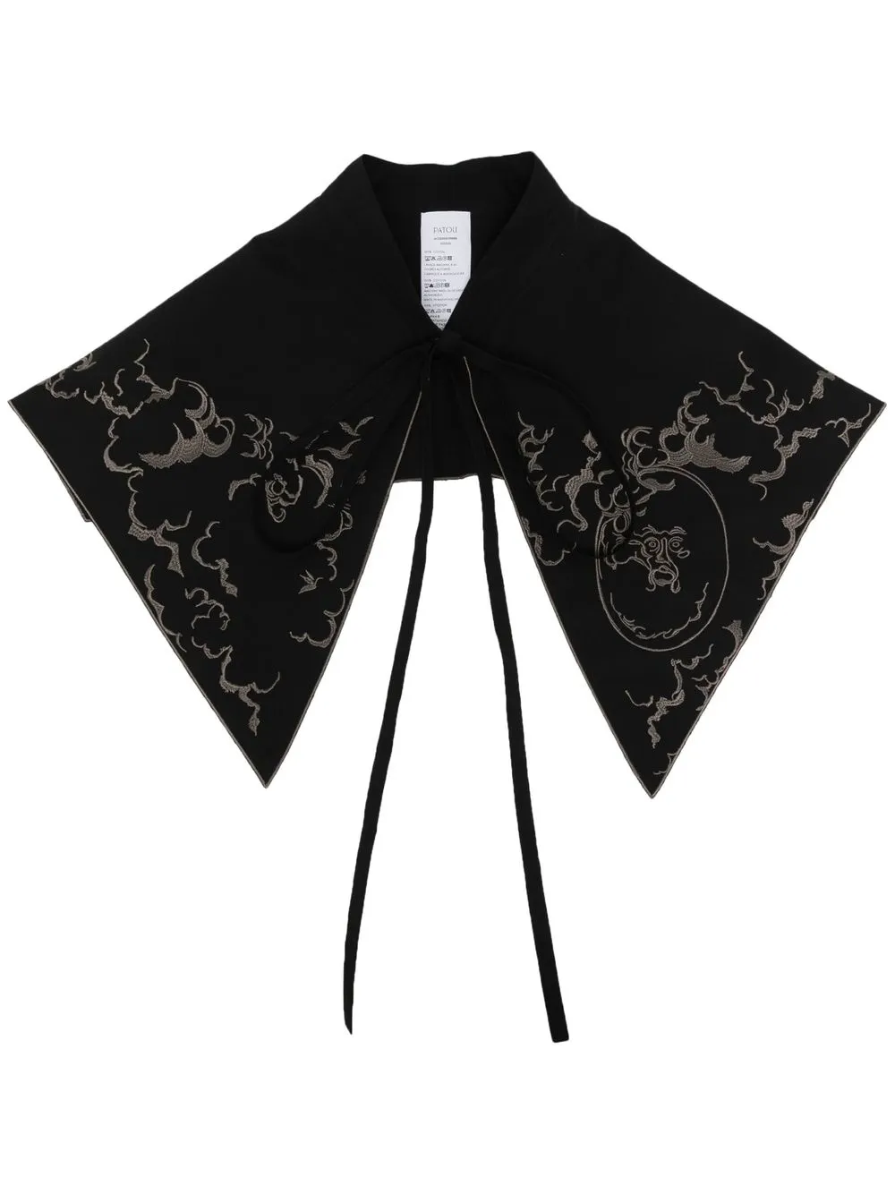 

Patou embroidered-design oversize collar - Black