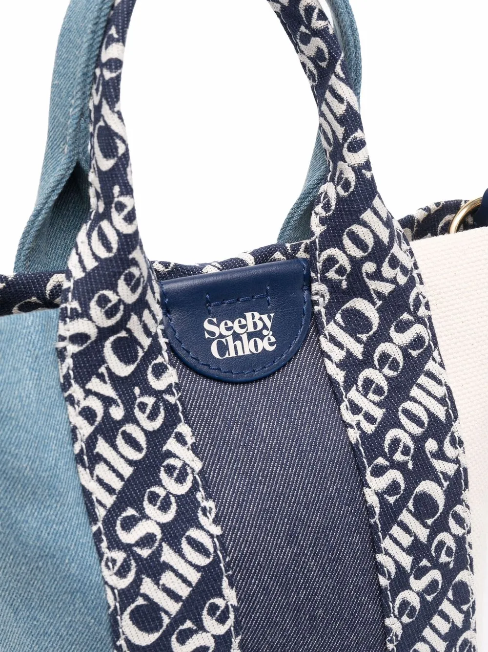 See By Chloé Laetizia Jacquard Denim Tote In Blue