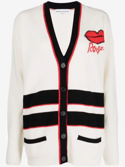 Sonia Rykiel Cardigan longo com acabamento de listras