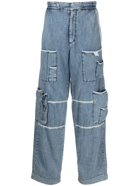 Diesel wide leg cargo distressed jeans