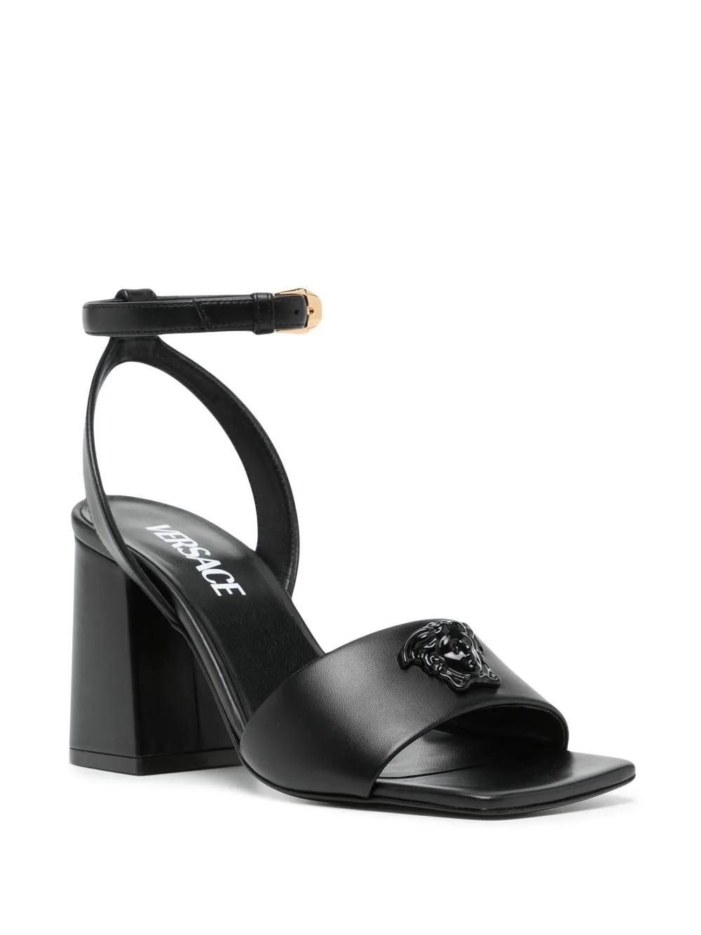 Versace La Medusa 85mm Leather Sandals In Black ModeSens