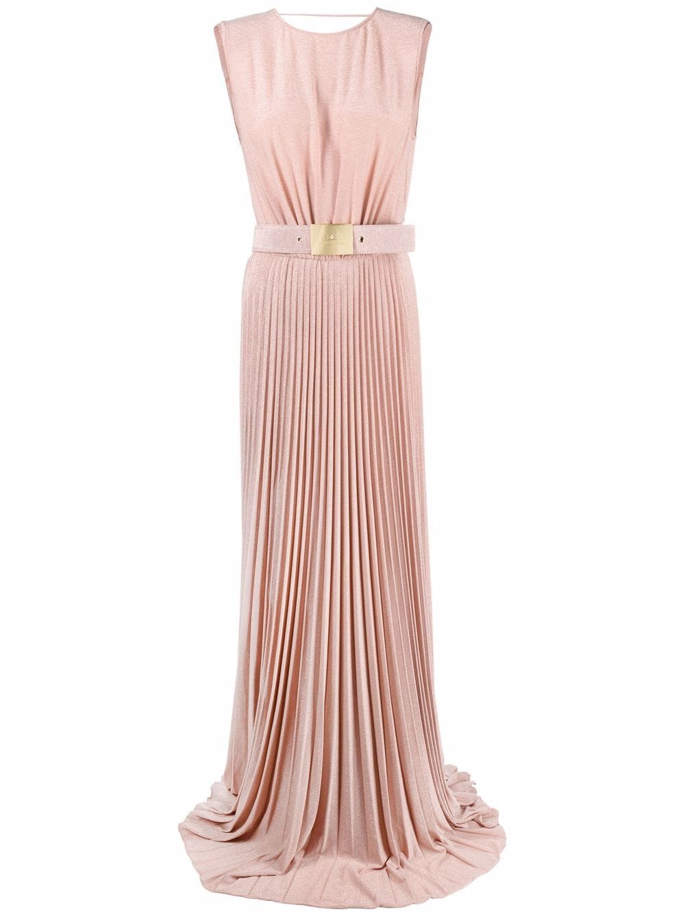 Elisabetta Franchi Glittered Belted Gown Farfetch 