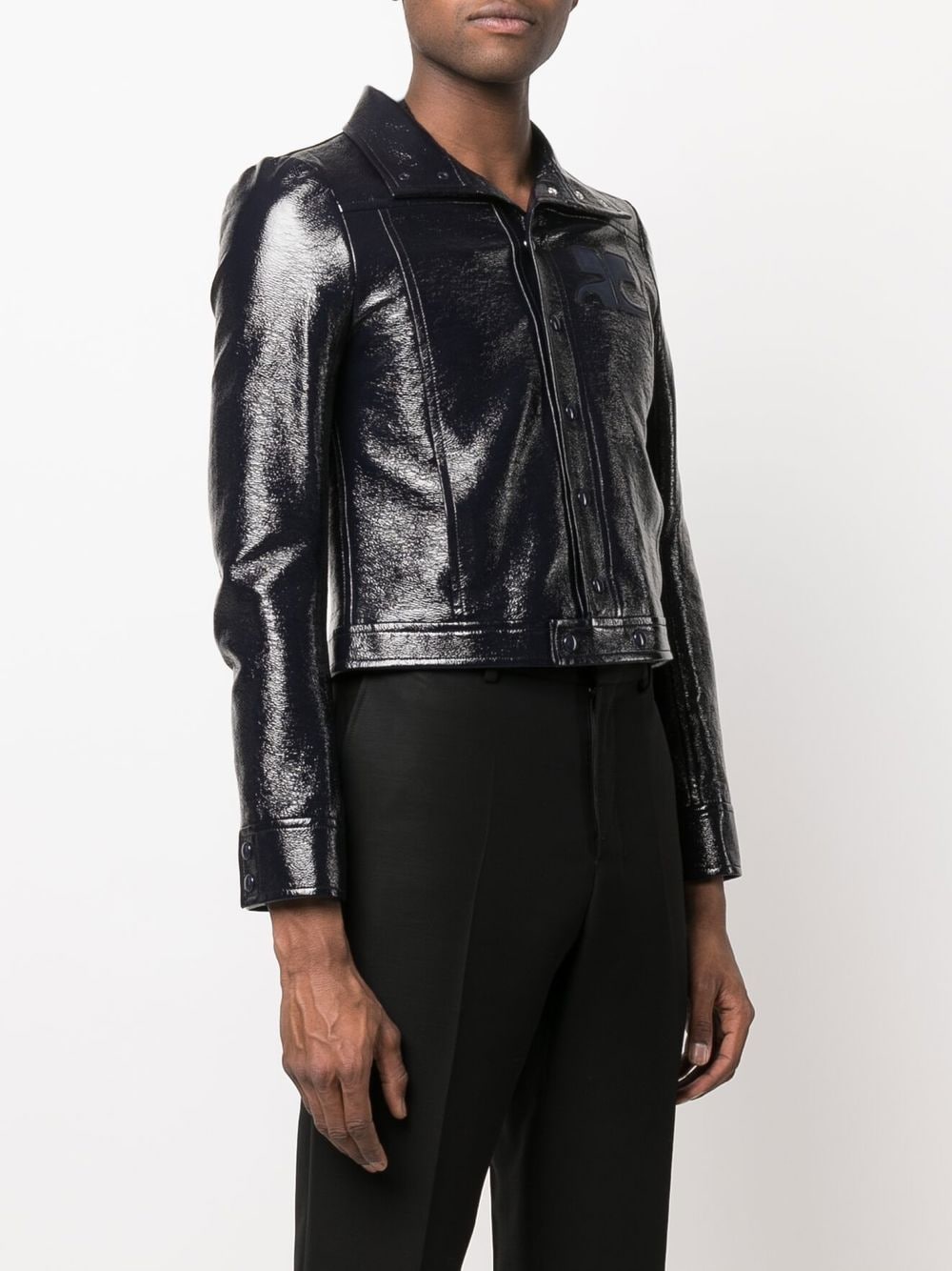 Shop Courrèges High-shine Finish Jacket In Blue