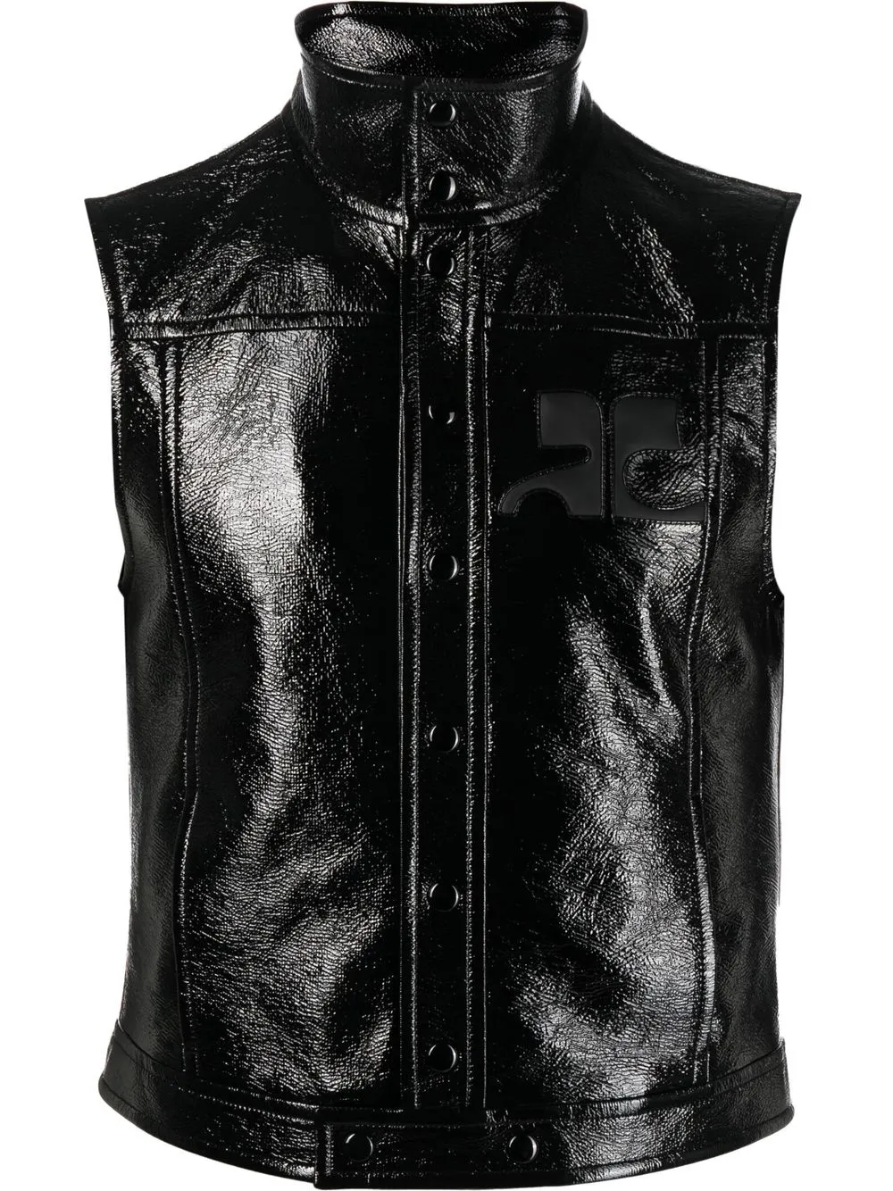 Courrèges high-shine finish gilet | Black | Image 1