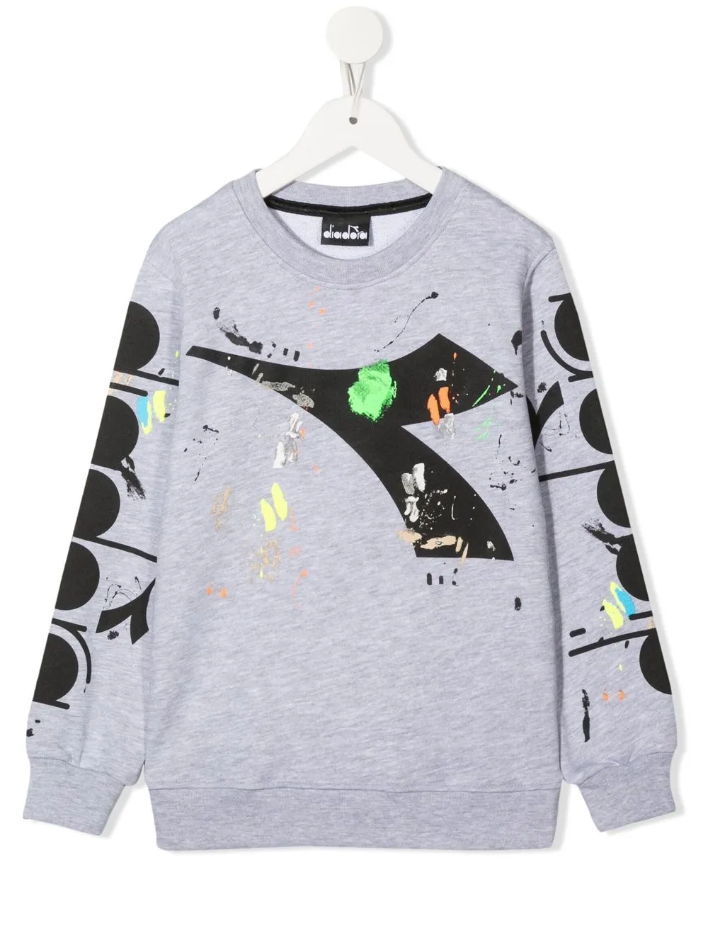 Diadora Junior Paint-splatter Logo Sweatshirt In Grey