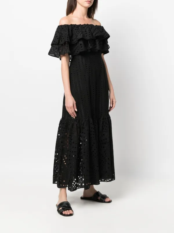 Charo Ruiz Ibiza Isabella Broderie Anglaise Midi Dress - Black