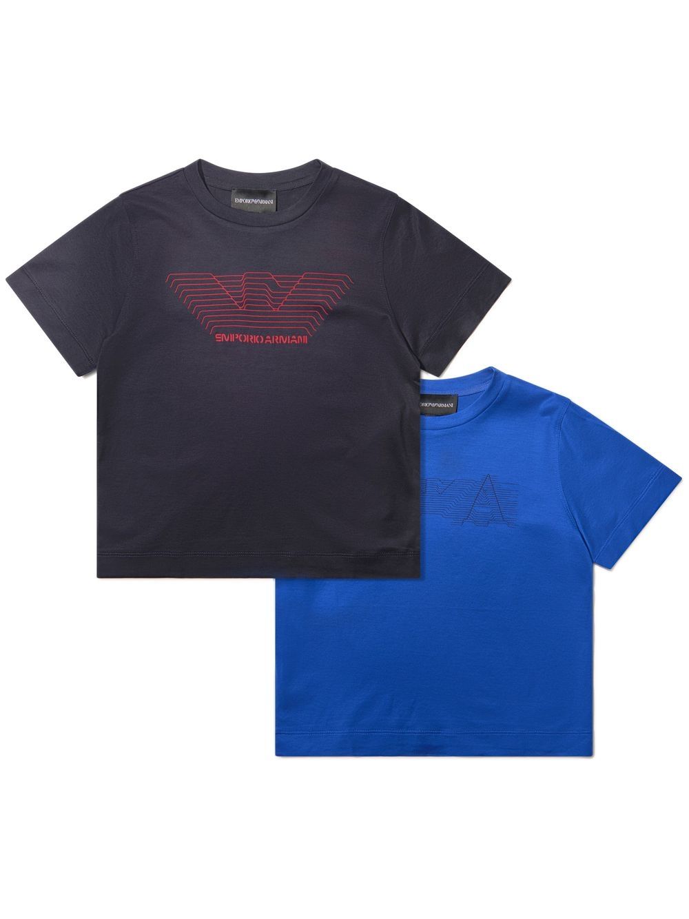 Emporio Armani Kids' Two-pack Logo Print T-shirts In Black