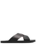 Ancient Greek Sandals Bios cross-strap leather slides - Black