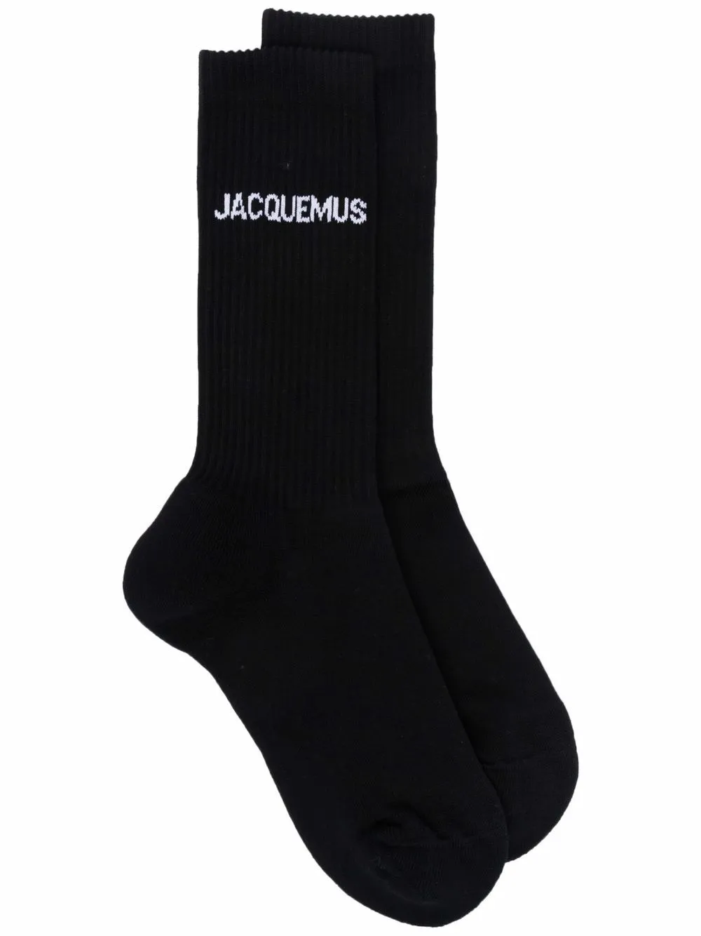 Jacquemus Logo-jacquard Ribbed Cotton-blend Socks In Black