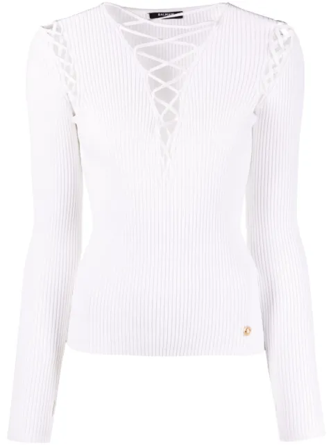 Balmain top de tejido con agujetas