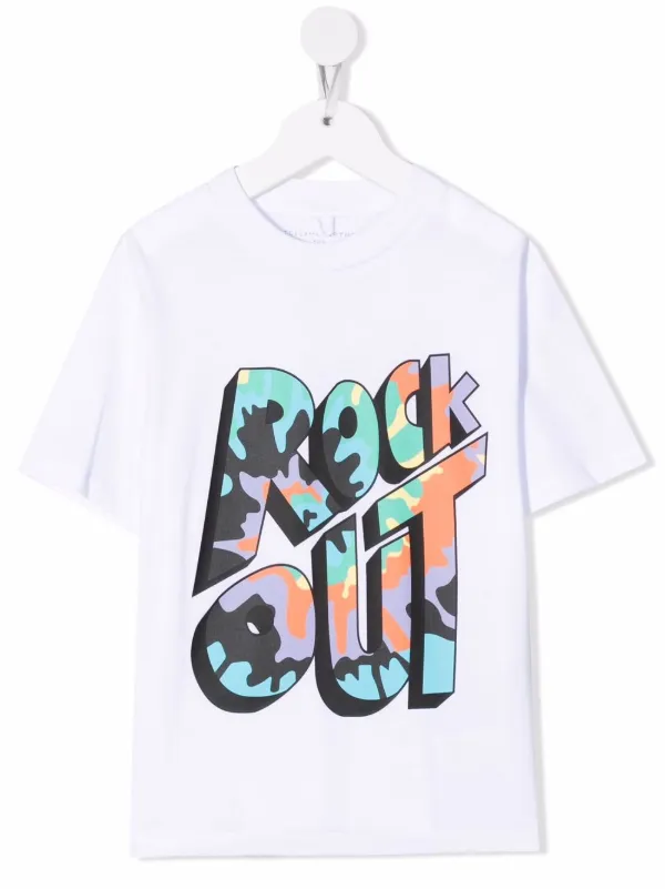 未使用 STELLA McCARTNEY ROCK T 斯特拉·麦卡特尼童装系列Rock Out 标语印花T恤- Farfetch